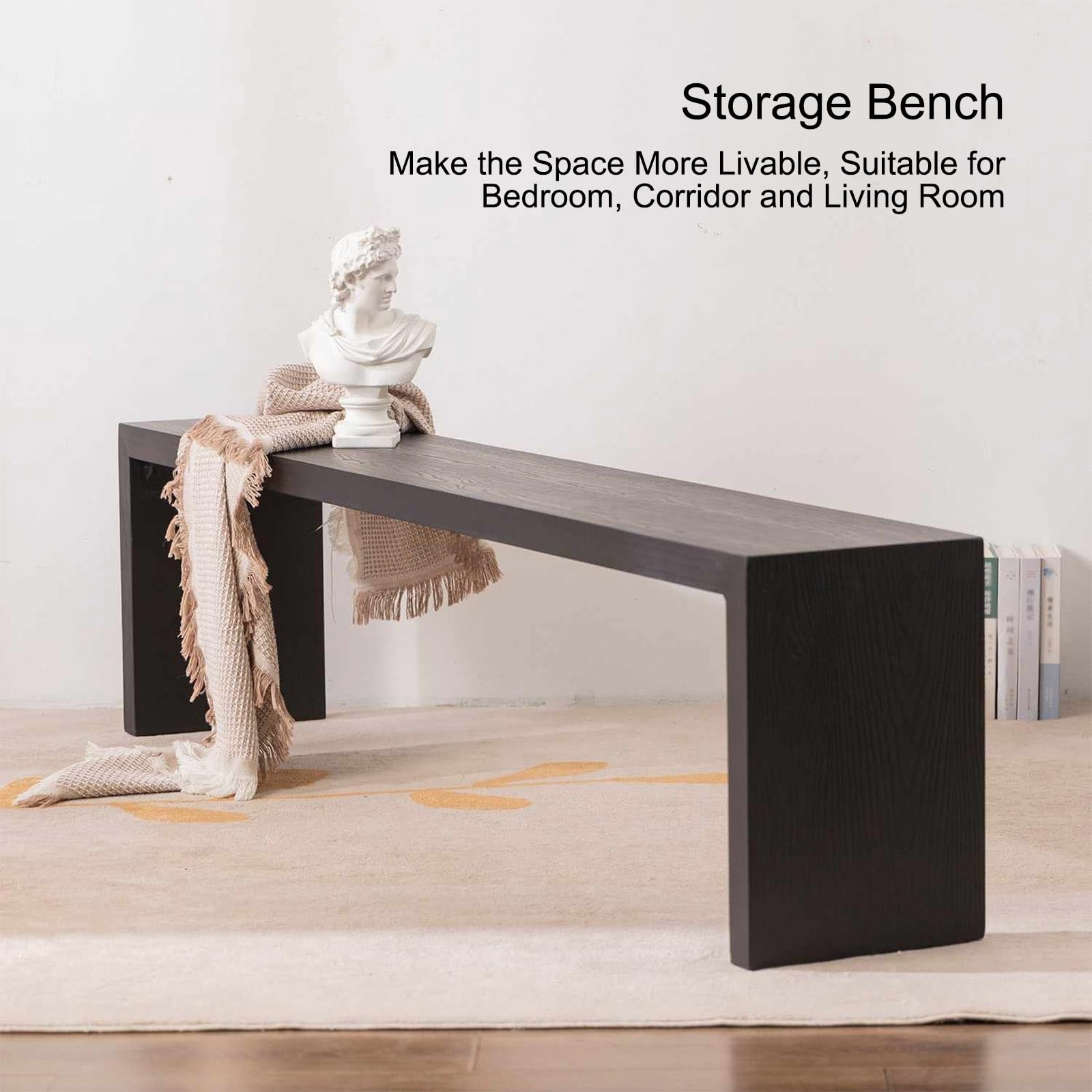 JHDXL Banco Zapatero de Madera, Banco de Entrada Organizador de Banco de Almacenaje, Moderno de Siglo Mediados Banco de Comedor para Pasillo, salón, Cuarto de baño(120cm/47.2in)