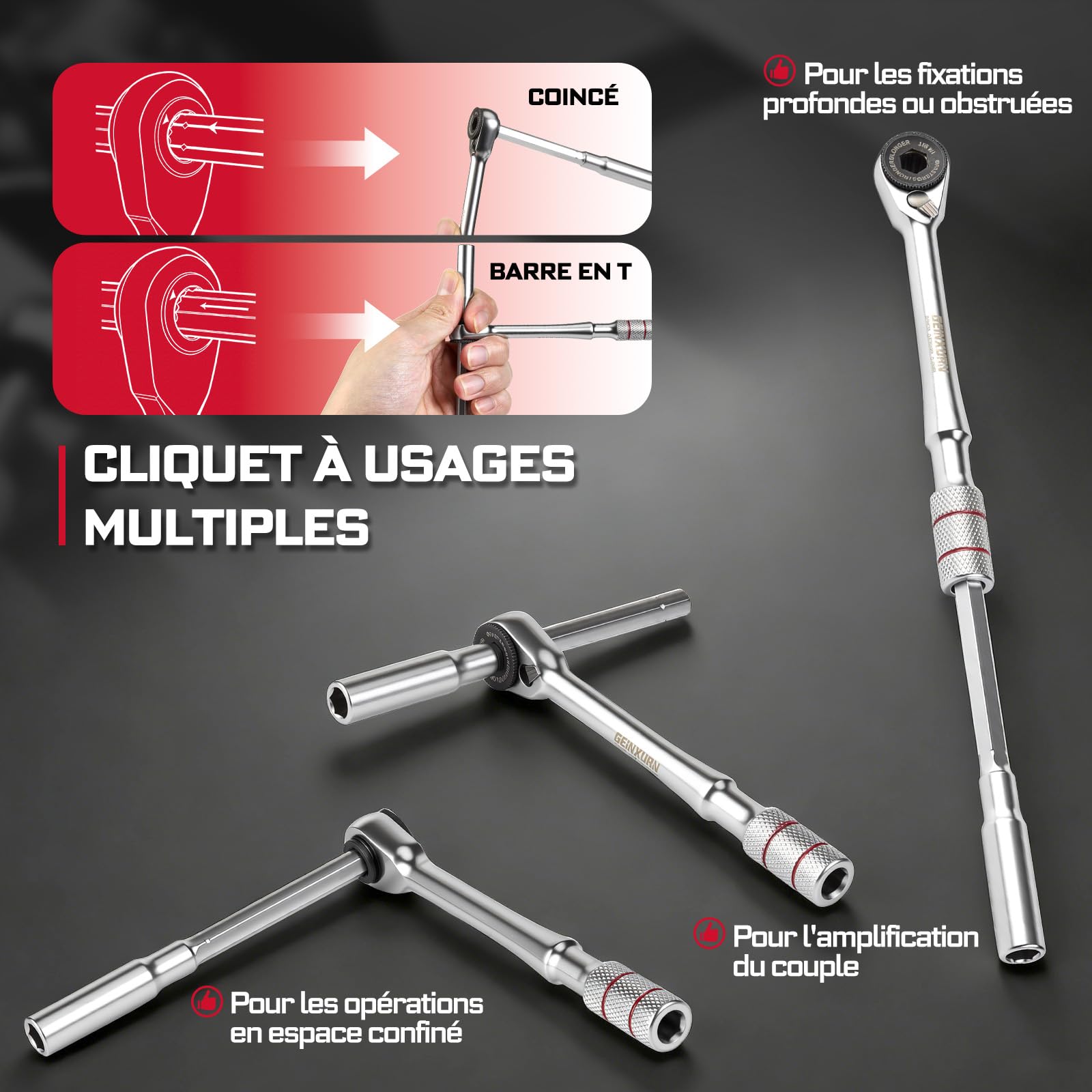 GEINXURN 33 Pièces Mini Jeu de Clés à Cliquet,25 mm Acier S2 jeu d'Embouts Magnétiques(Phillips/Pozidriv/Torx/Hex),Rallonge d'Embout à Six Pans et Douille Hexagonale Magnétique pour Auto, Vélo