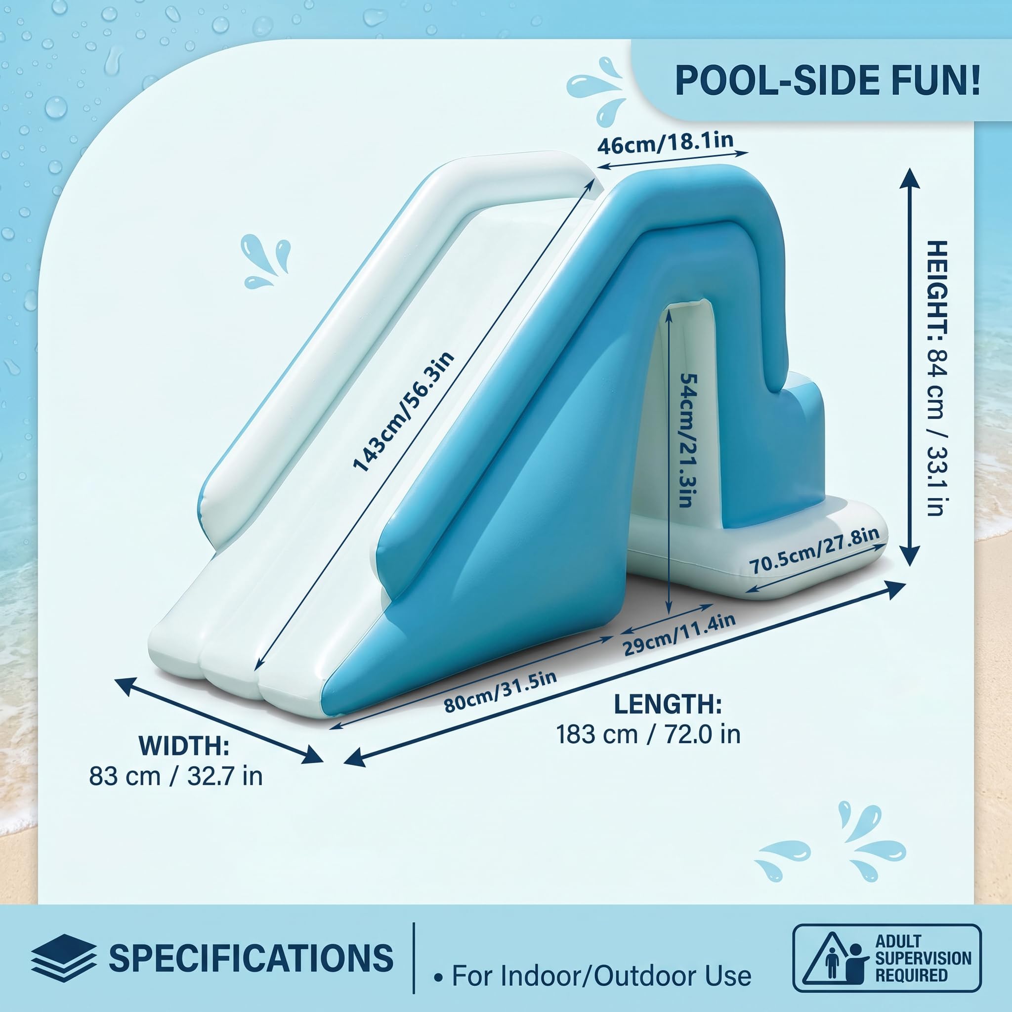 Toboggan Gonflable pour Piscine, Toboggan Aquatique Hors Sol en PVC, Famille et Enfants, Jouet de Jeu avec gonflage Rapide pour Jardin