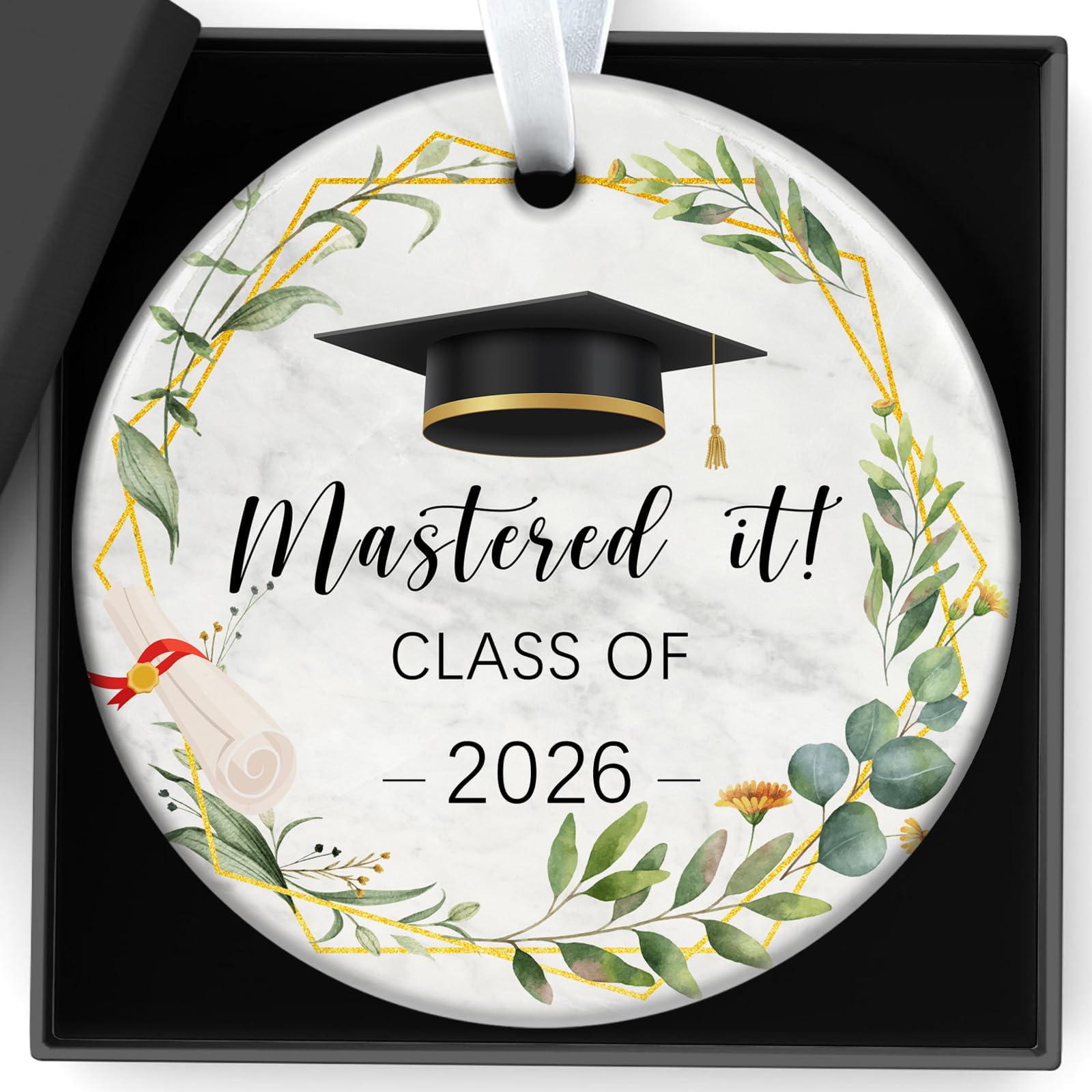 Yunvisty Men's Red Graduation Gifts Funny For Her Him Class Of 2026 Gift Ideas Ceramic Plaque Hanging Ornats Presents For Suitable For Wo University Master’s Degree It’s Ideal For Decorating Graduation Parties