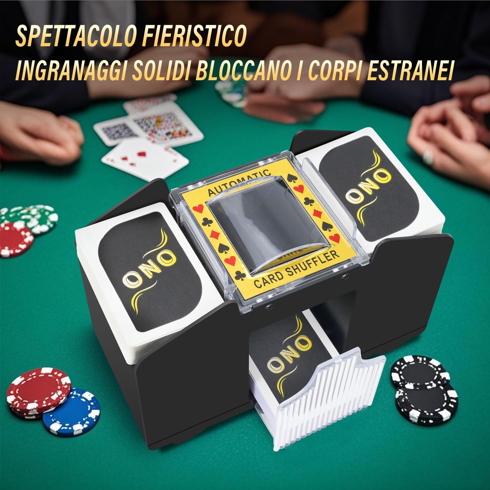 Mischia Carte Automatico, Mescolatore di Carte Elettrico per 1-4 Mazzi, Distributore Carte da Gioco Automatico per UNO, Poker, Blackjack - Dotato di USB