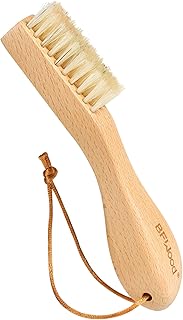 BFWood Laundry Stain Brush, Natural Soft Boar Bristle for Scrubbing Out Tough Stains on Delicate Fabrics, Knits, Cotton, L...