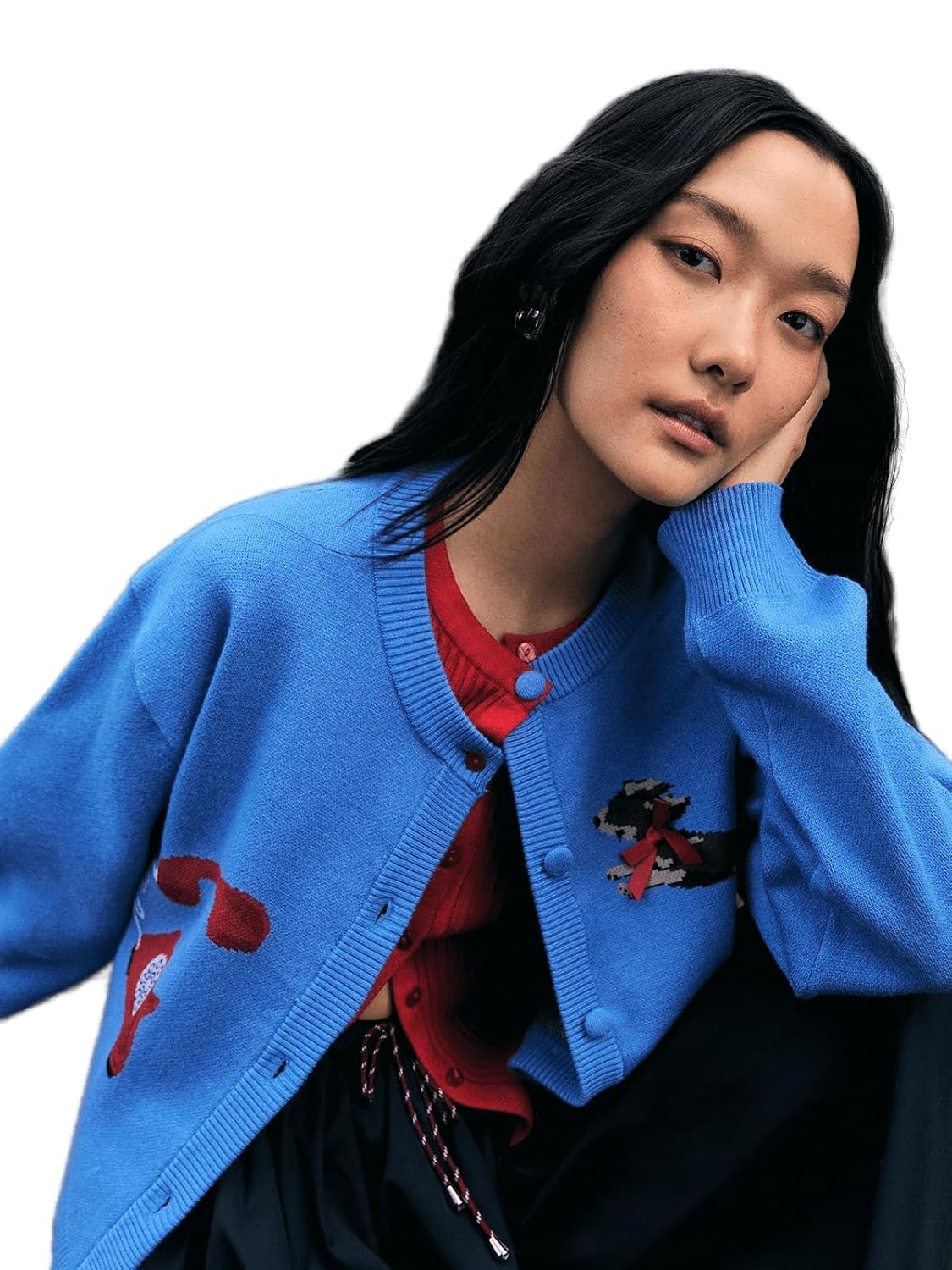 Drop-Shoulder Cardigan - Blue