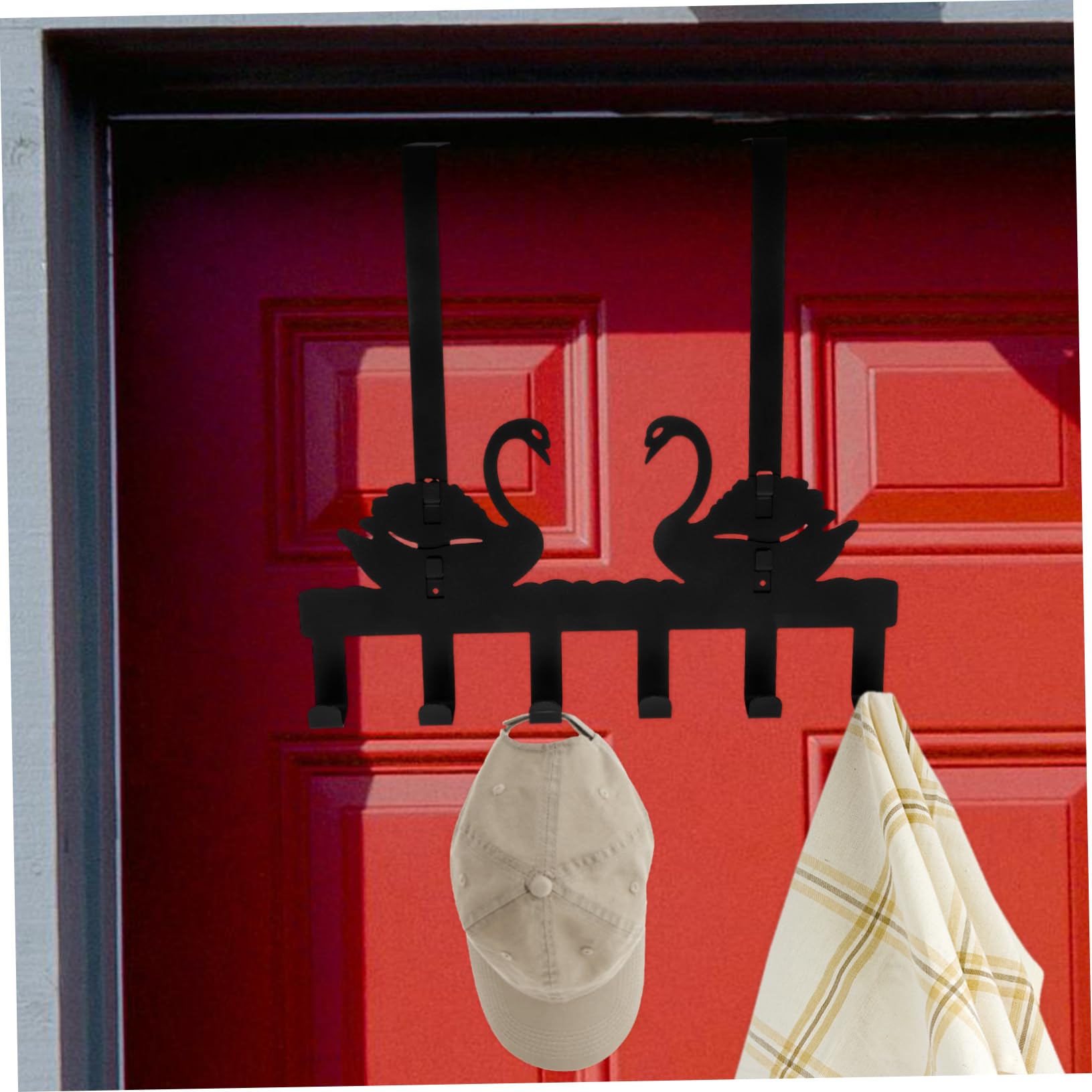 NAMOARLY Space-Saving Door Hook Rack 6 Hooks Over Door Hanger for Bedroom Bathroom Kitchen