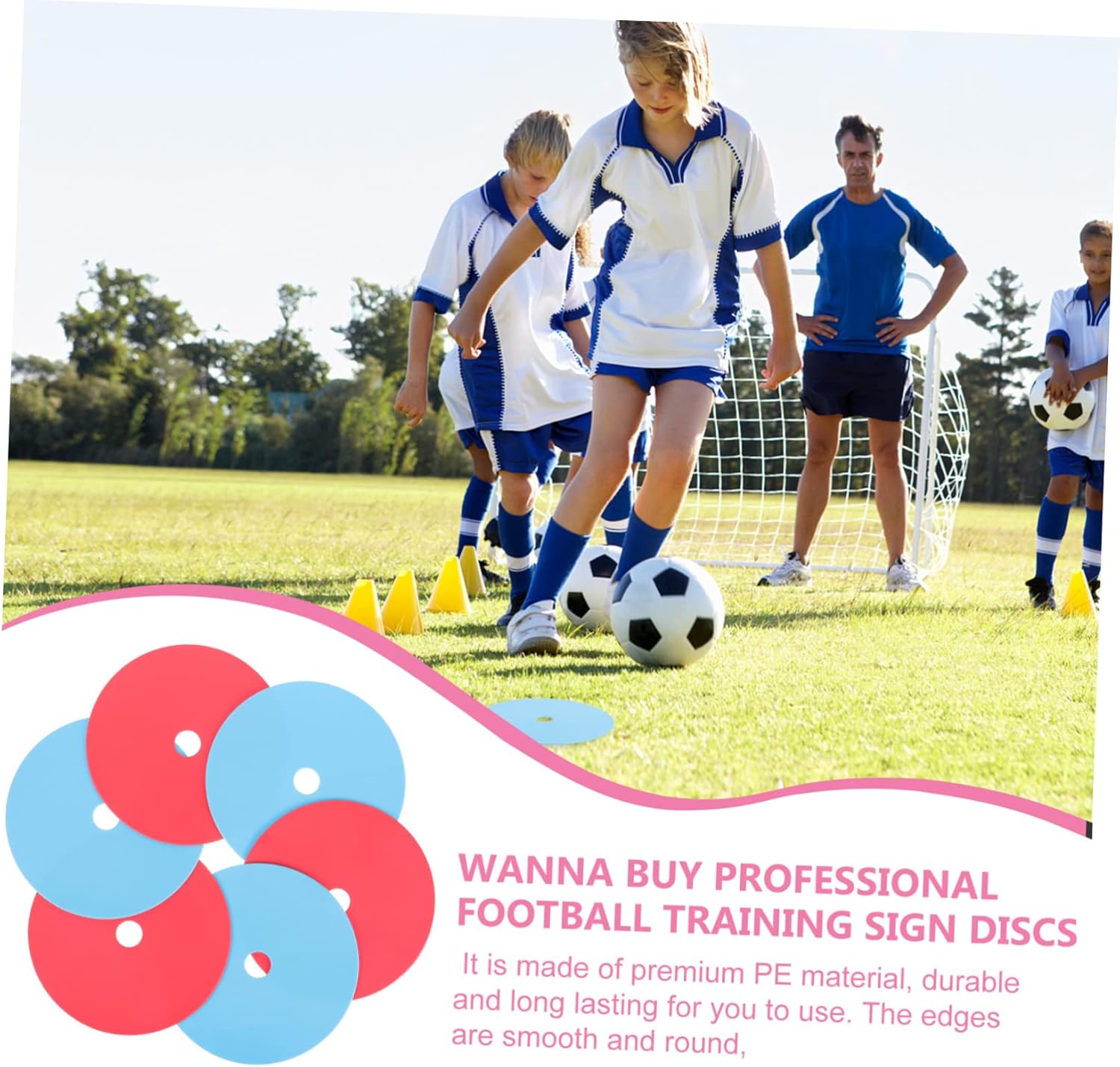 30Pcs Soccer Training Sign Discs Durable Pe Football Markers for Practice Smooth Edges Safe for All Ages for Outdoor Training Sessions