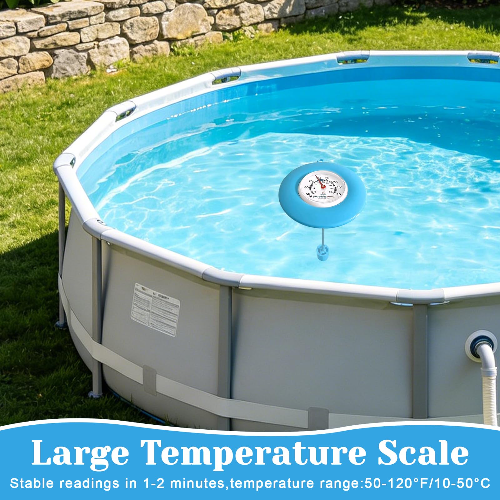 Termómetro Piscina Flotante, Termómetro Piscina de Agua, Termometro de Piscina Fácil de Leer, Termometro Agua, Resistente al Agua IPX6, Pool Thermometer para Piscina, Bañera, Spa, Estanqu, Acuari