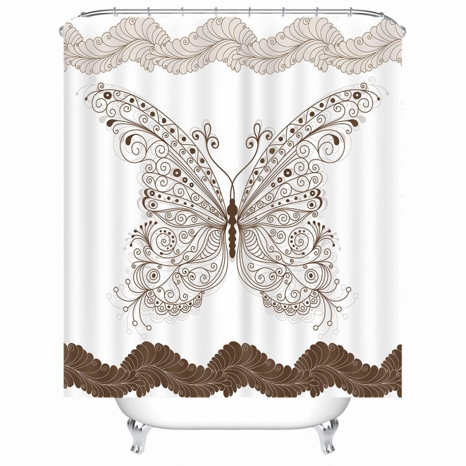 Rideau de douche motif papillon pour créer un espace bain nature et relaxant