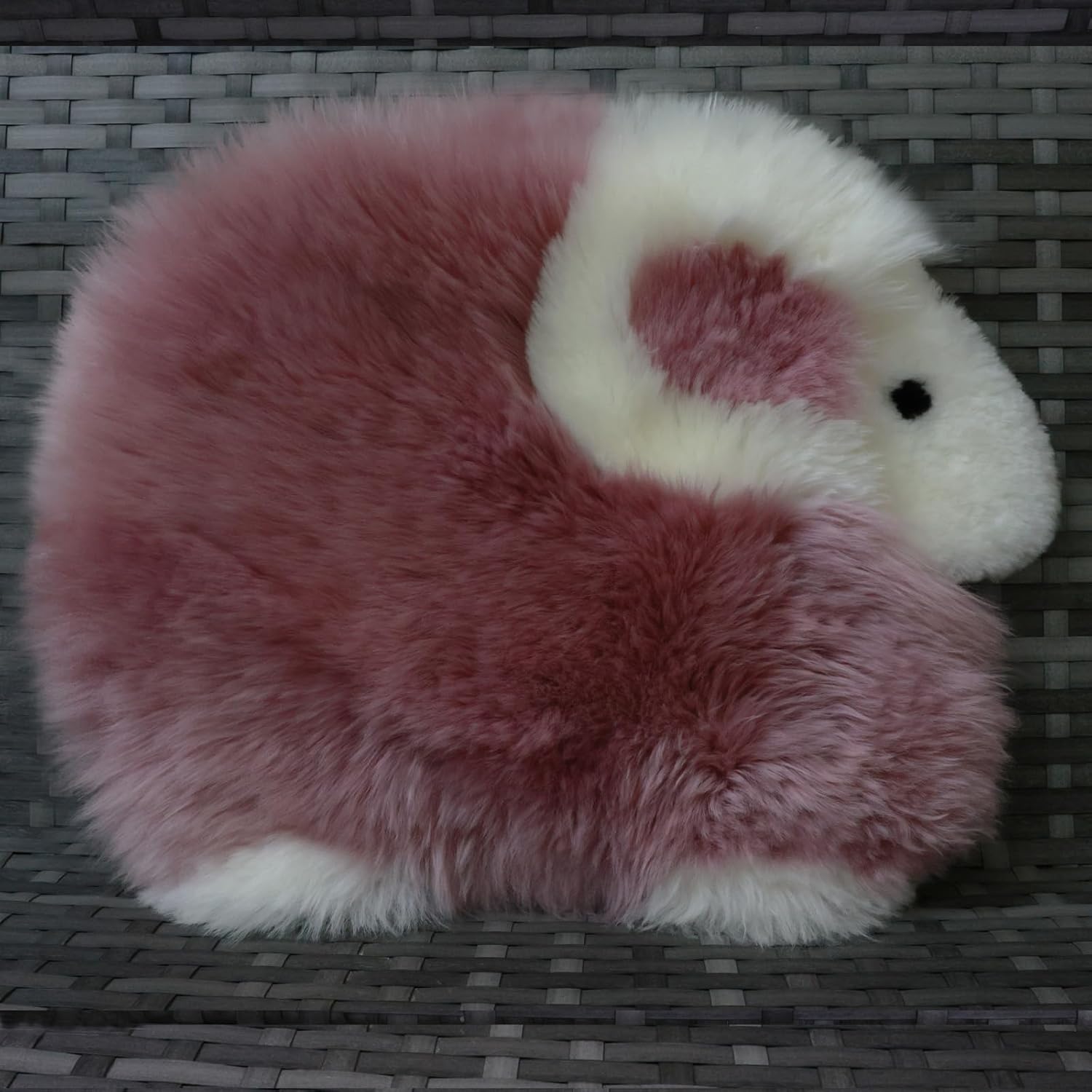 Lamb Shape Wool Seat Cushion 18x14 Inches Rose Pink-Anti Slip Design Cute Natural Soft Fluffy for Office Chair Sofa Dining Chair Home Decor Comfort Sheepskin Chair Pad