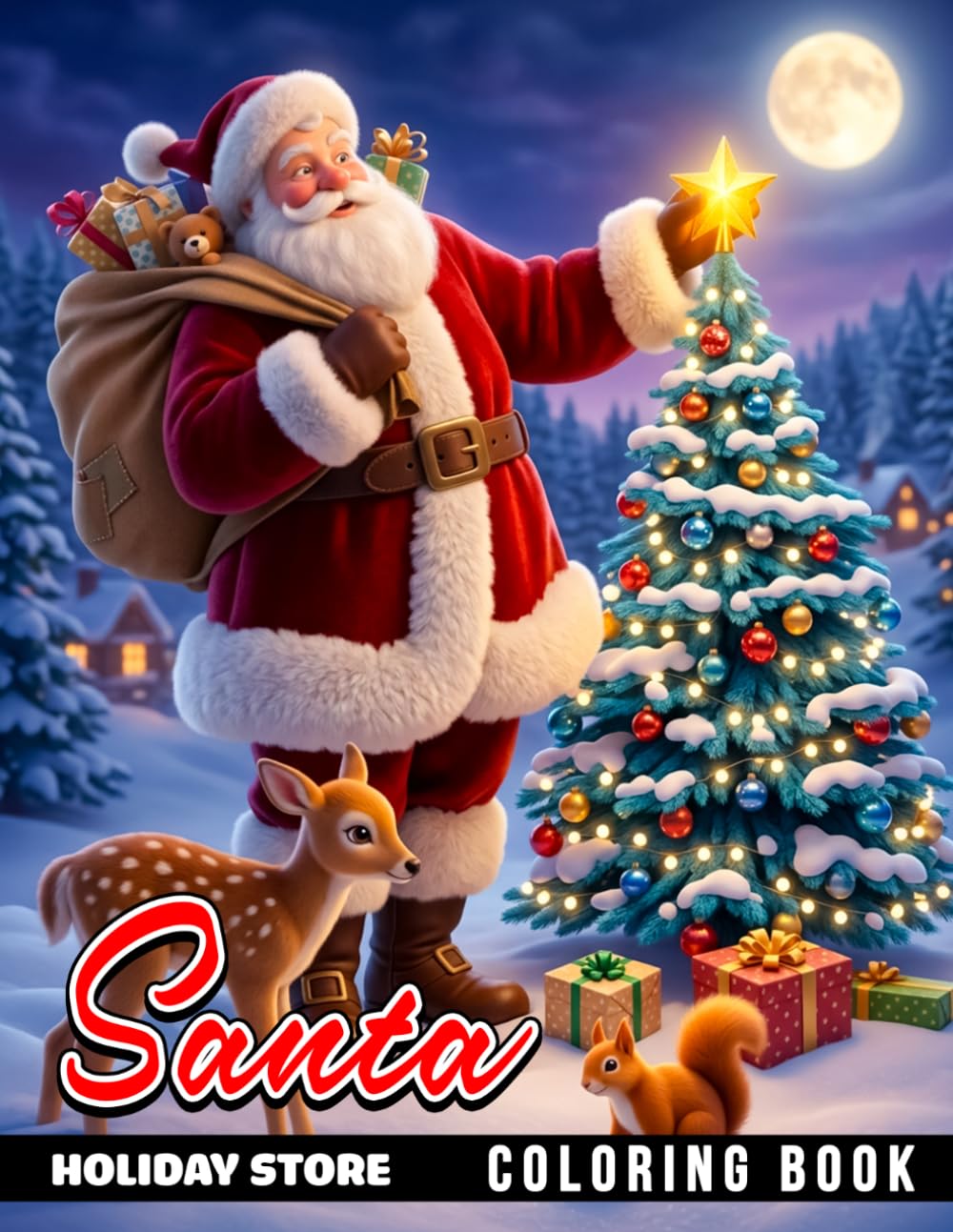 Santa Coloring Book: Festive Holiday Scenes, Christmas Cheer, Jolly Adventures