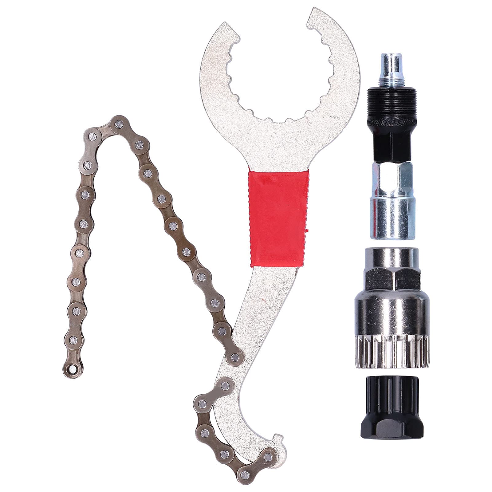 Herramienta para anillo de bloqueo de cassette, herramienta para quitar ruedas, herramienta para cadena de bicicleta, látigo de cadena, piñón, kit de reparación de bicicletas 3 en 1, herramienta par