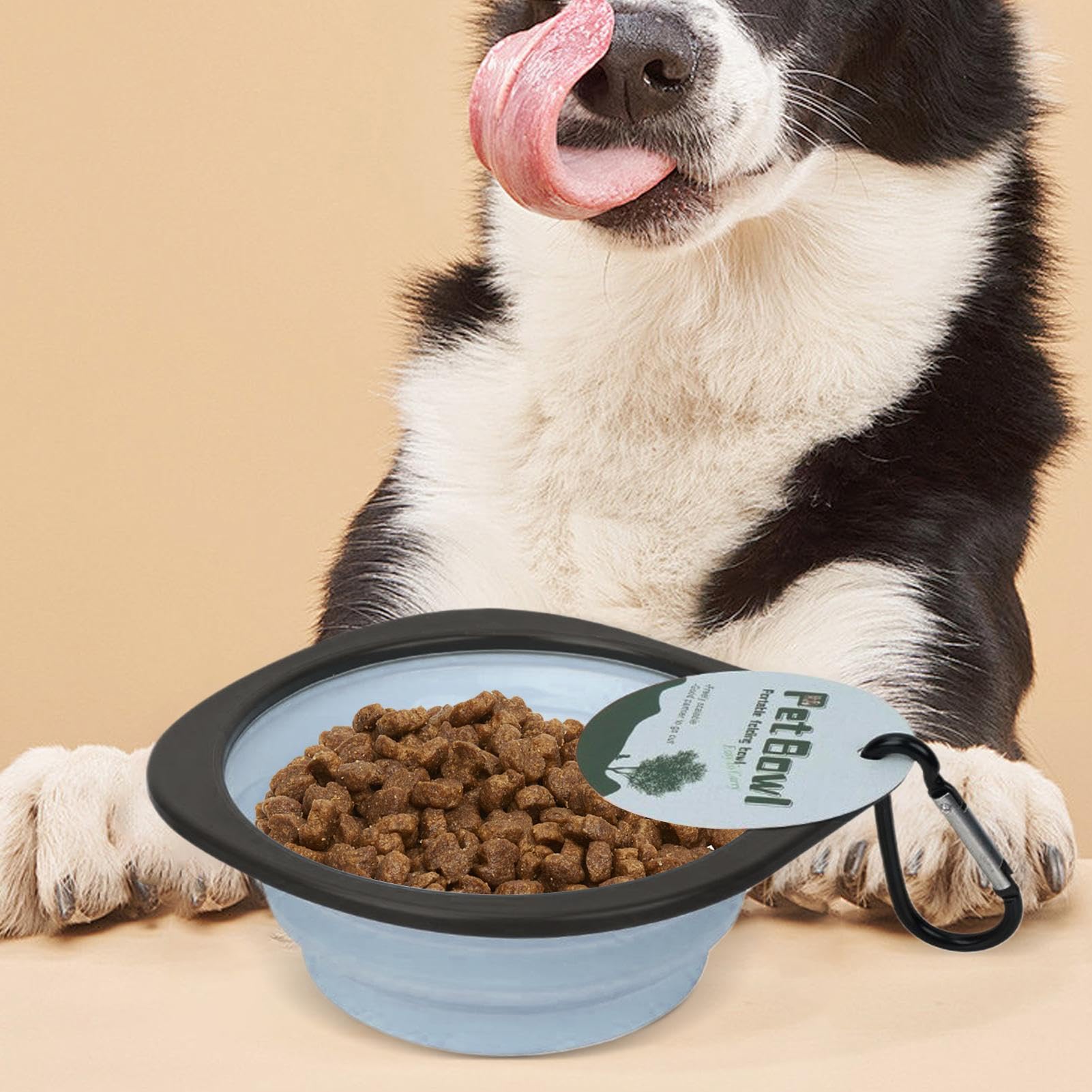 Pieghevole Per Cani Animali Cibo E Acqua Moschettone