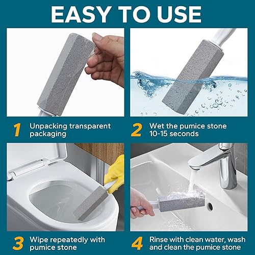 Miniatura 5 de Emycool Limpiador de inodoro de piedra pómez, paquete de 12 piedras pómez con mango para limpieza de inodoros, bañeras, fregaderos, piscinas,