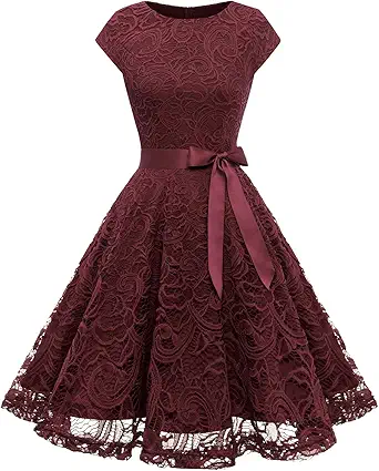 Dressystar Women Floral Lace Bridesmaid Party Dress Short Prom Dress V Neck