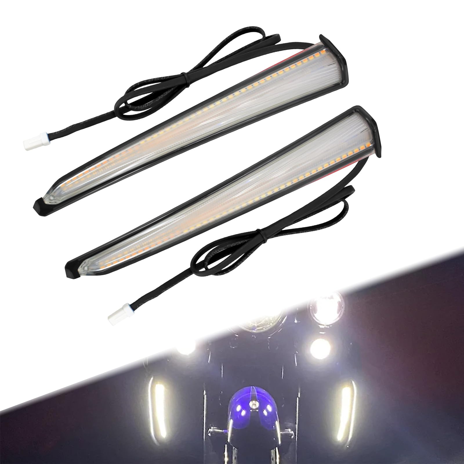 HCmotorku Motorcycle Side Fairing Lower Lights Turn Signal Running Light Fit for Harley Touring Street Gilde Road King Road Gilde Electra Glide Ultra Limited 2014-2023 (Black)