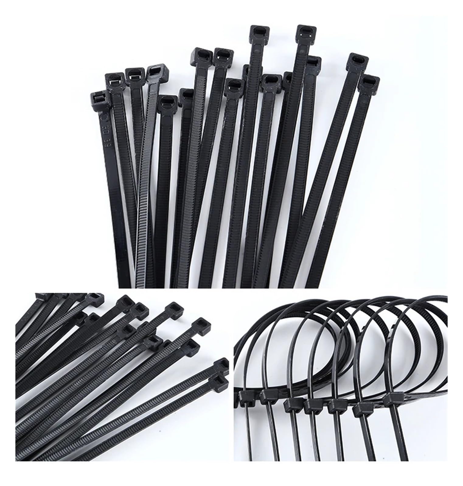 300 fascette stringicavo in nylon e plastica autobloccanti a tre modalità, nere, for fissare cavi ad anello, varie specifiche - Facile Installazione(4x300 5x250 5x300mm)