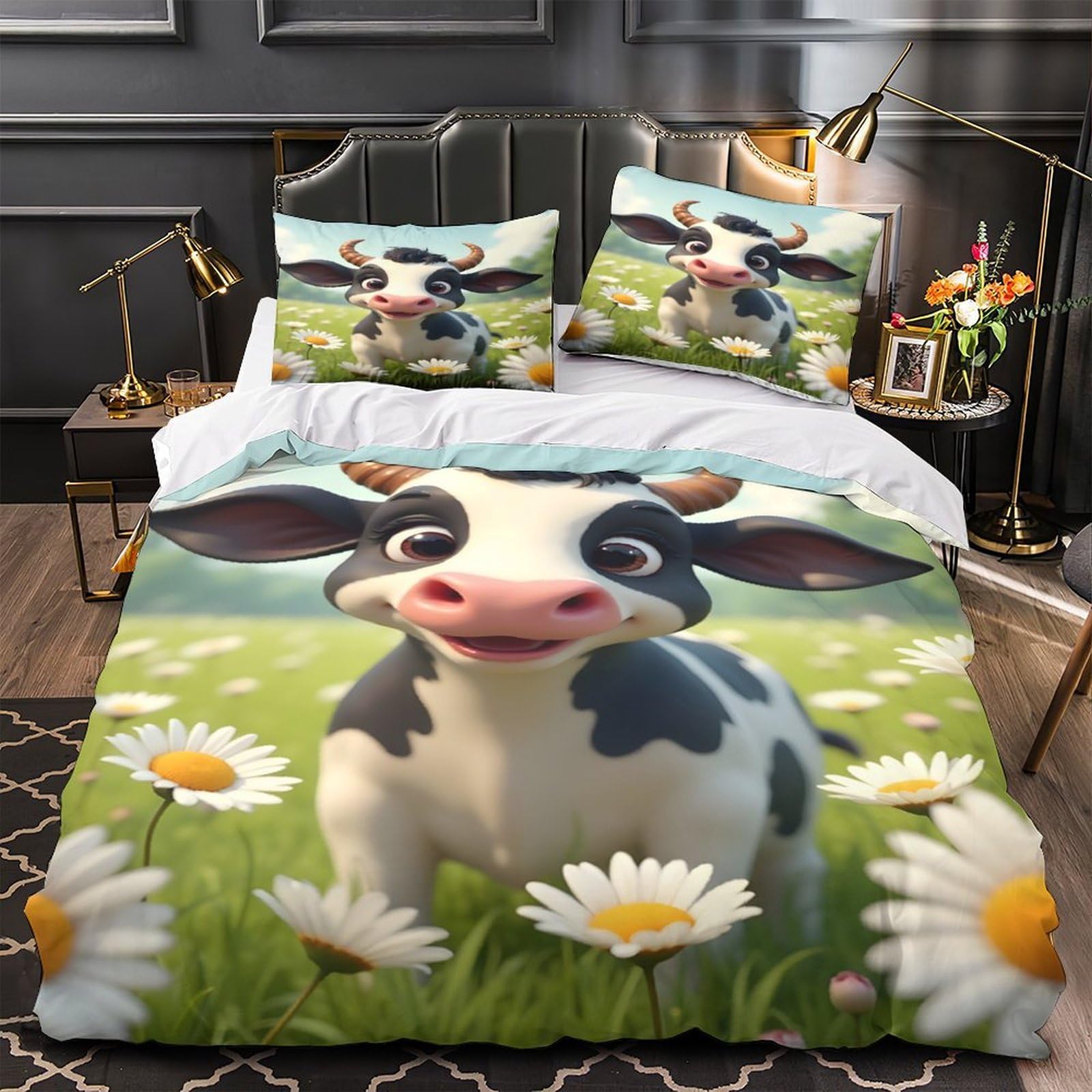 Housse de couette chat 200x200cm parure lit 3D douce