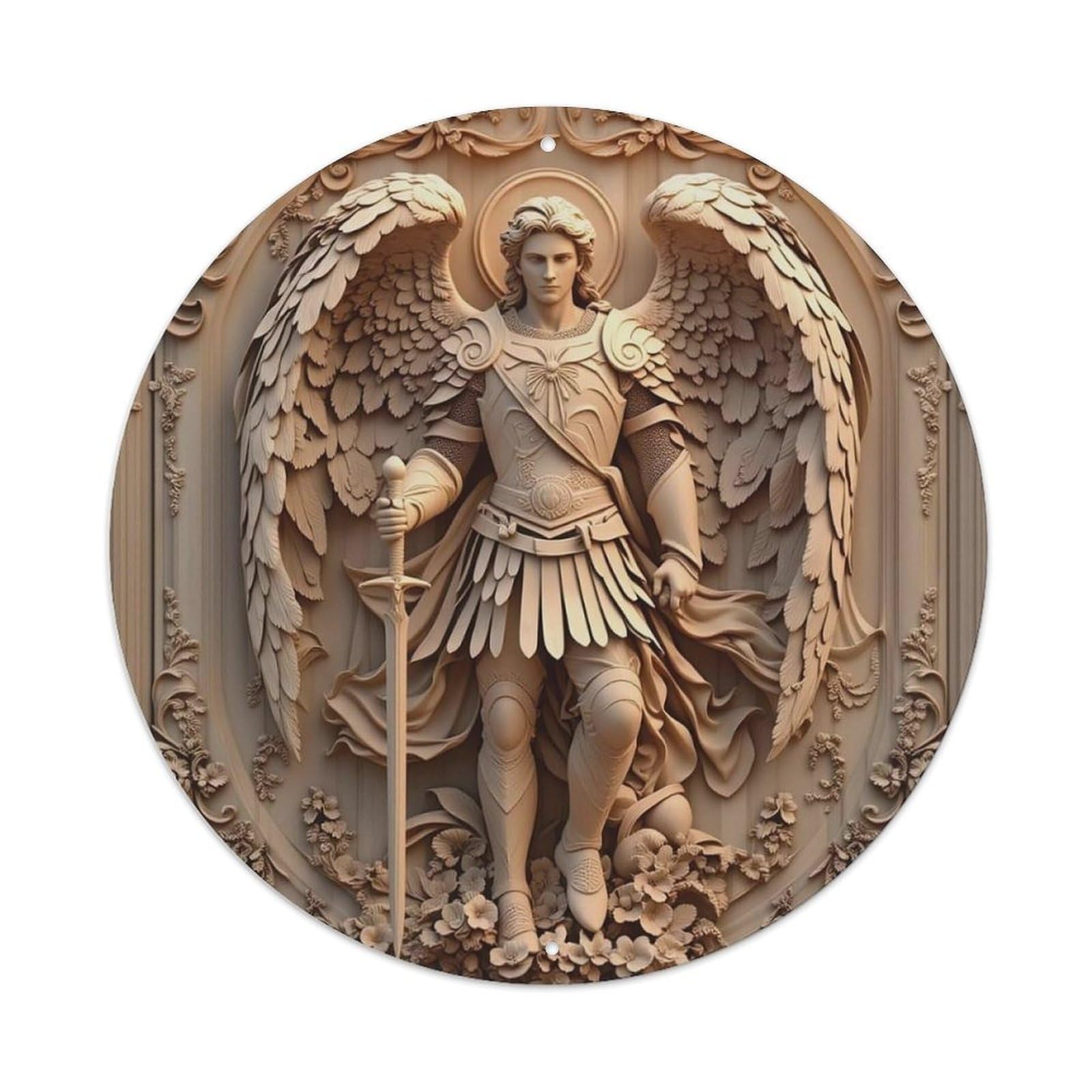 Angel With Wings And Sword Metal Tin Sign