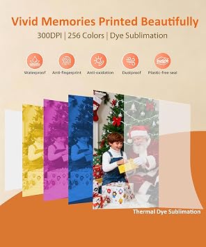 HPRT CP4100 4x6 Photo Printer with 108 Sheets & 2 Ribbons, Full-Color Thermal Dye Sublimation Wi-Fi Printing, Portable Instant Picture Printer for iPhone/Android, AR Video, Fun App, Home Use, Beige