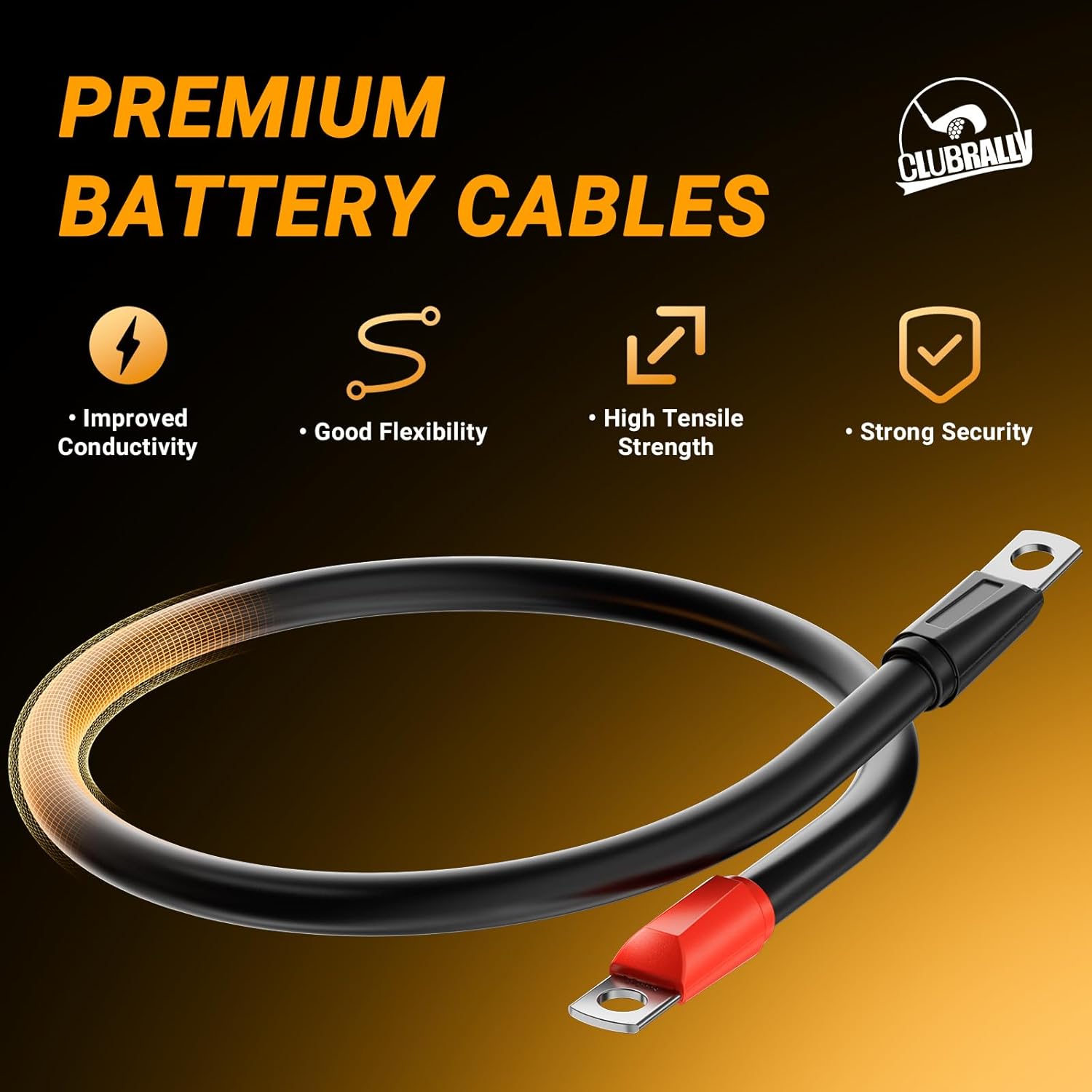 Golf Cart Battery Cable Set, 48 Volt 4 Gauge Club Car Battery Cables, Fits for Club Car DS 1995-Up Golf Carts