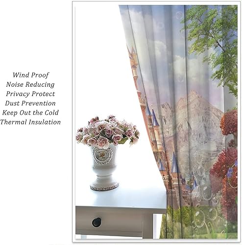 Miniatura 5 de Cortina para habitación de niños y niñas, cuento de hadas, castillo de princesa, jardín, para sala de estar, dormitorio, decoración impresa con