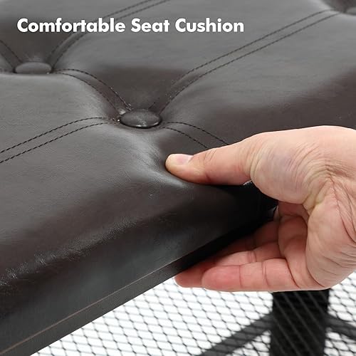 Miniatura 3 de Apicizon Zapatero de 3 niveles, entrada de almacenamiento de 35.5 pulgadas con asiento largo y estantes de metal, banco de vestíbulo para puerta