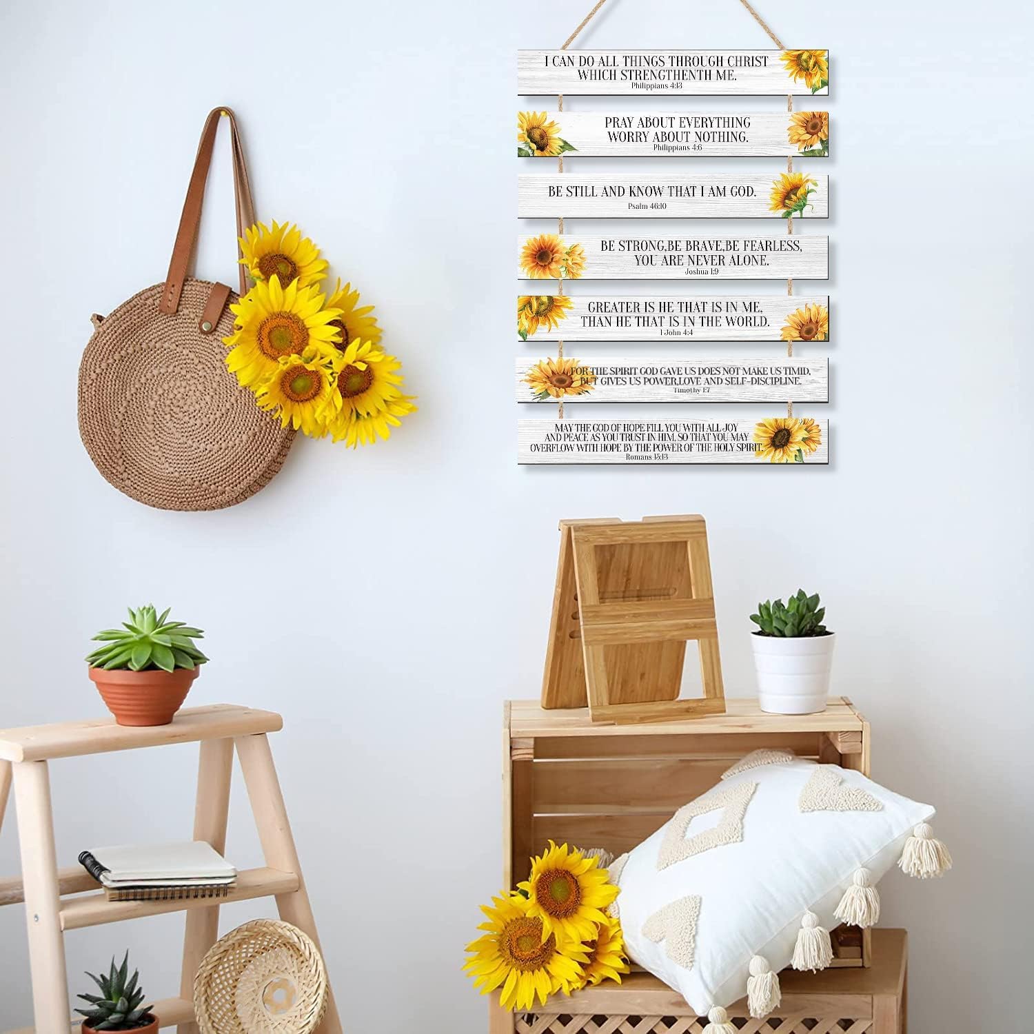 Panneau Mural Bois Tournesol – Décoration Chrétienne – "God Says You Are" – 30 Cm