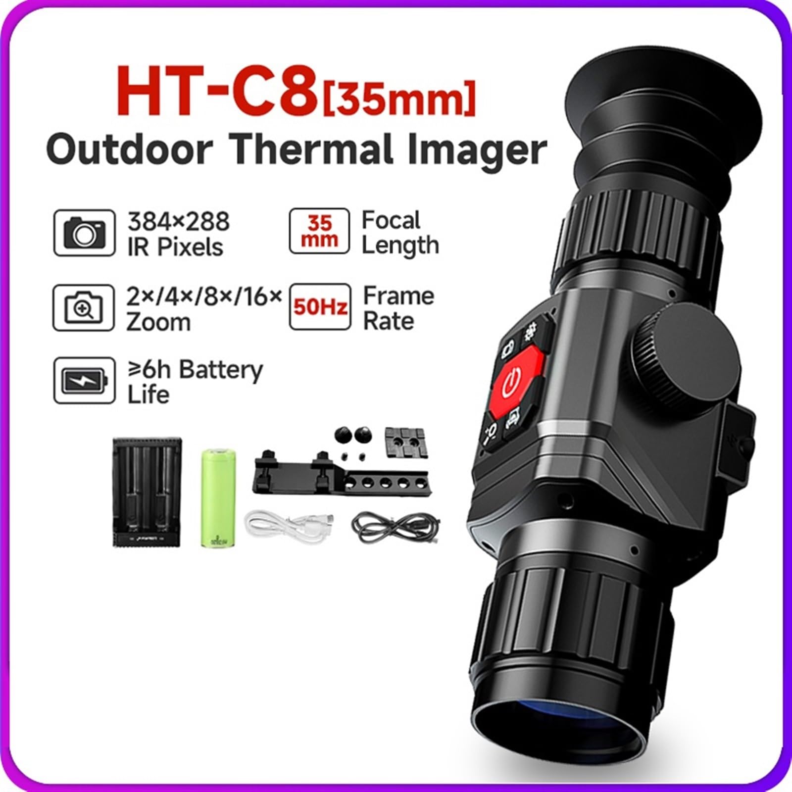 Fotocamera per Animali Selvatici Telecamera Termica A Infrarossi for La Caccia Obiettivo Regolabile for Visione Notturna All'aperto Cannocchiale Monoculare Termico(35MM)