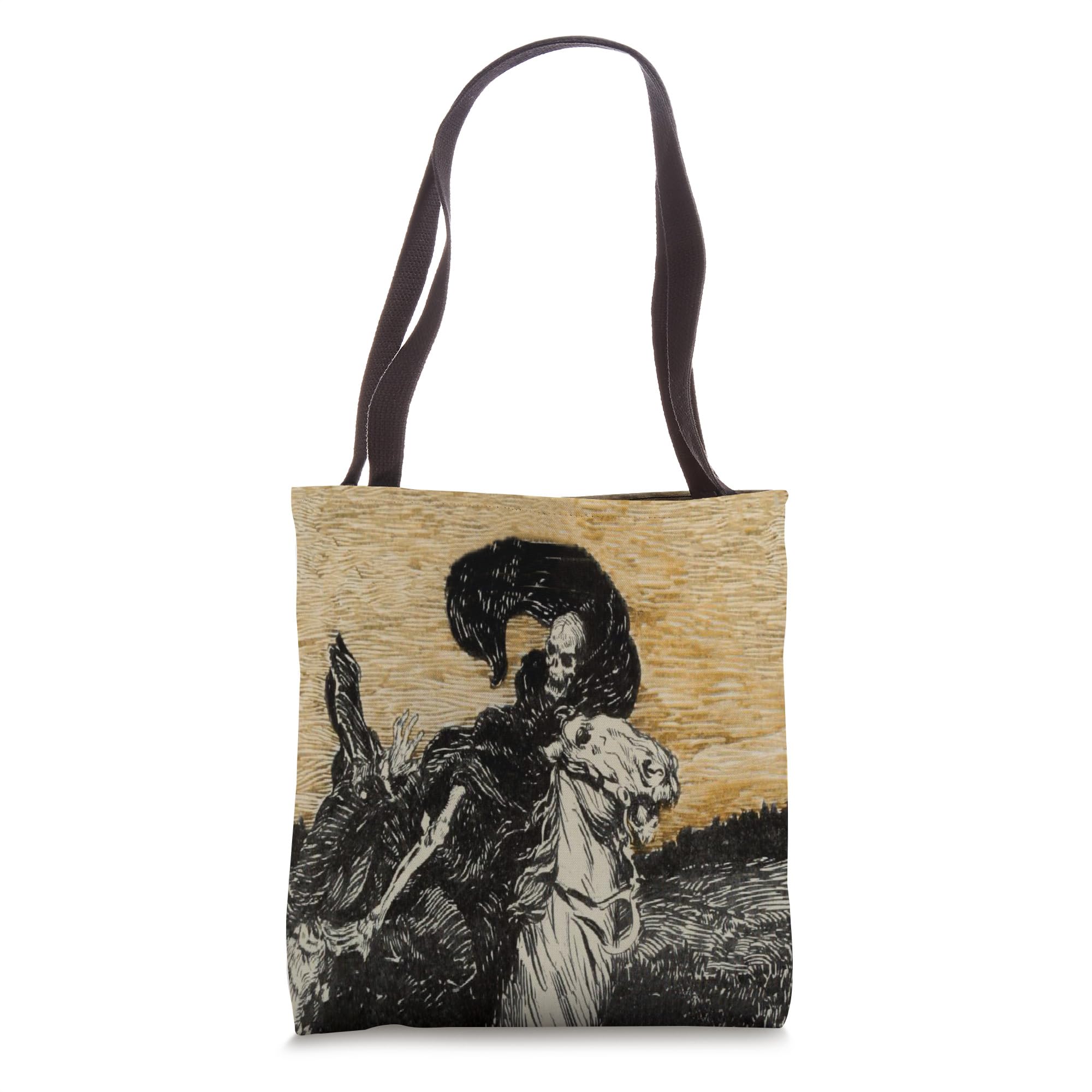 Headless Horsemen Riding With A Skeleton Skull Tote Bag