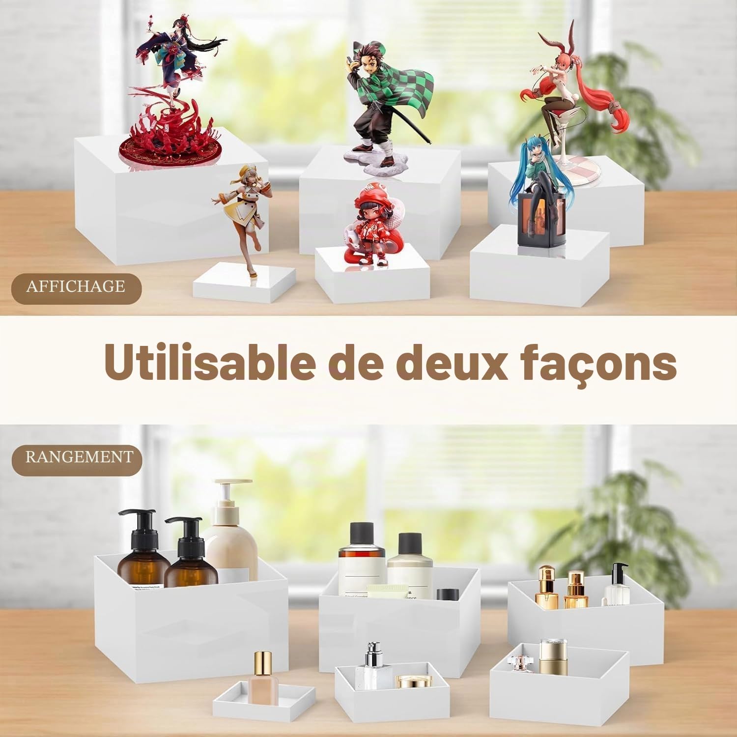 Rehausseurs de buffet - 6 dimensions : 12,7 cm + 15,2 cm + 17,8 cm + 20,3 cm + 22,9 cm + 25,4 cm - Présentoir de table à dessert pour table de buffet de fête, présentoirs en acrylique pour traiteur