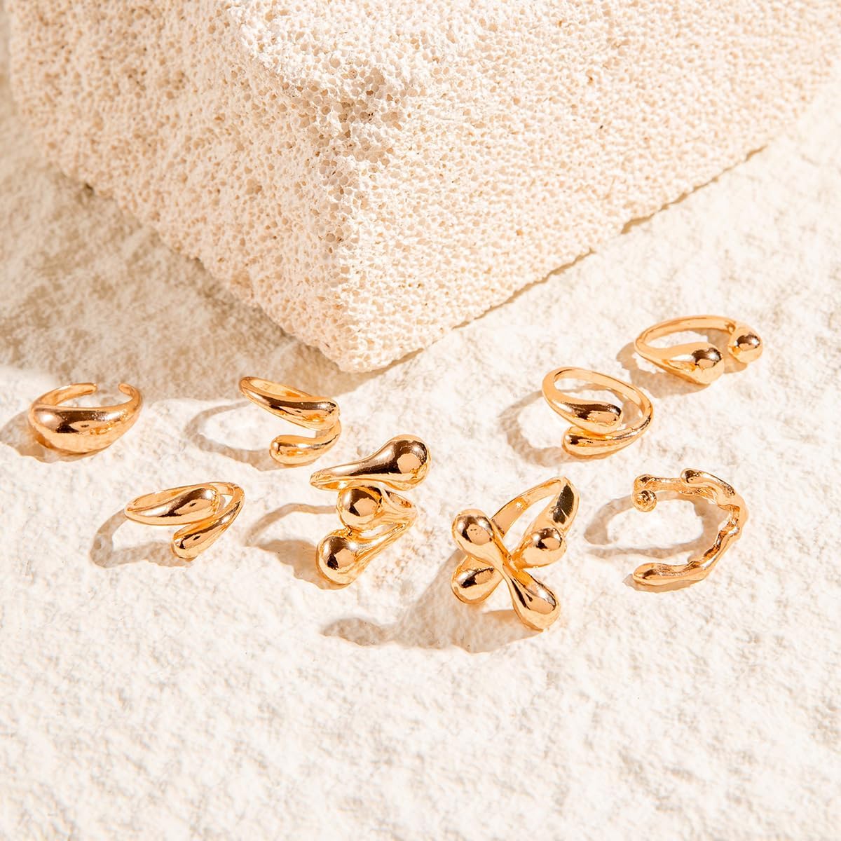 CJIAYUJEW Chunky Gold Rings Set for Women,Trendy Gold Stackable Open Knuckle Ring - Image 6