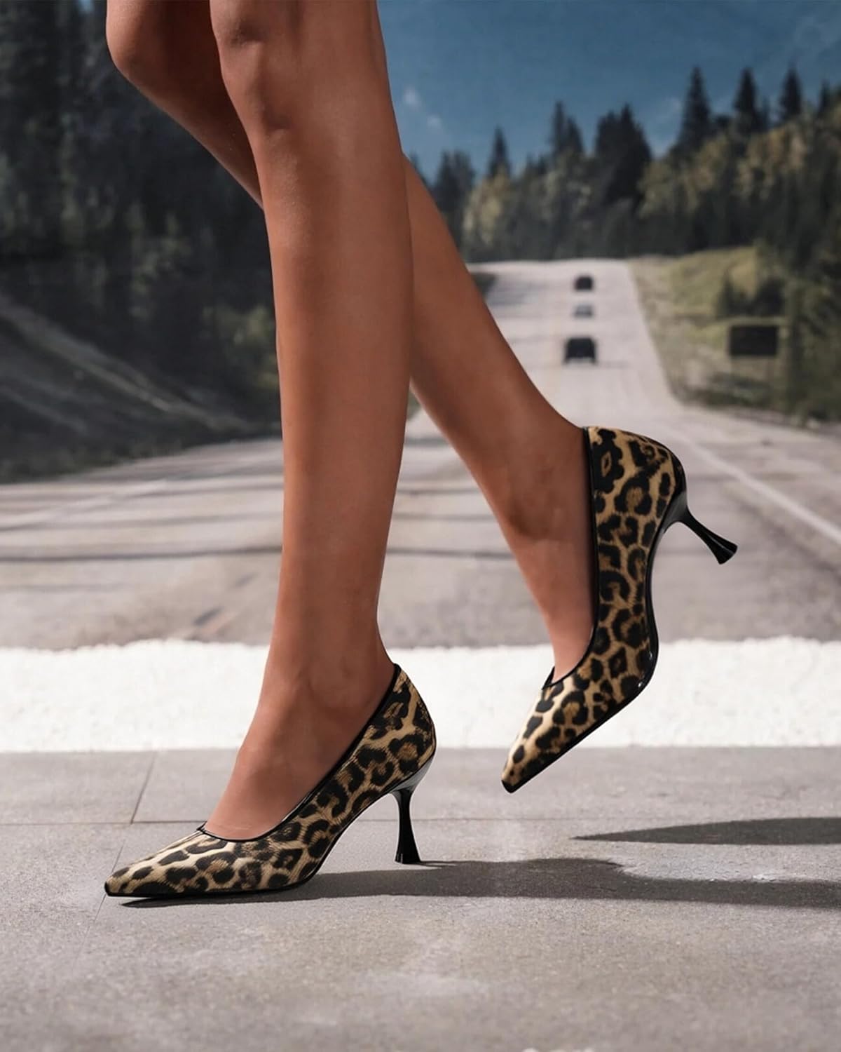 NEWBELLA Women's Arch Support Pumps - Minimalist Pointed Toe Heels for All-Day Comfort, Wide Fit Work Shoes with Cushioned Insoles