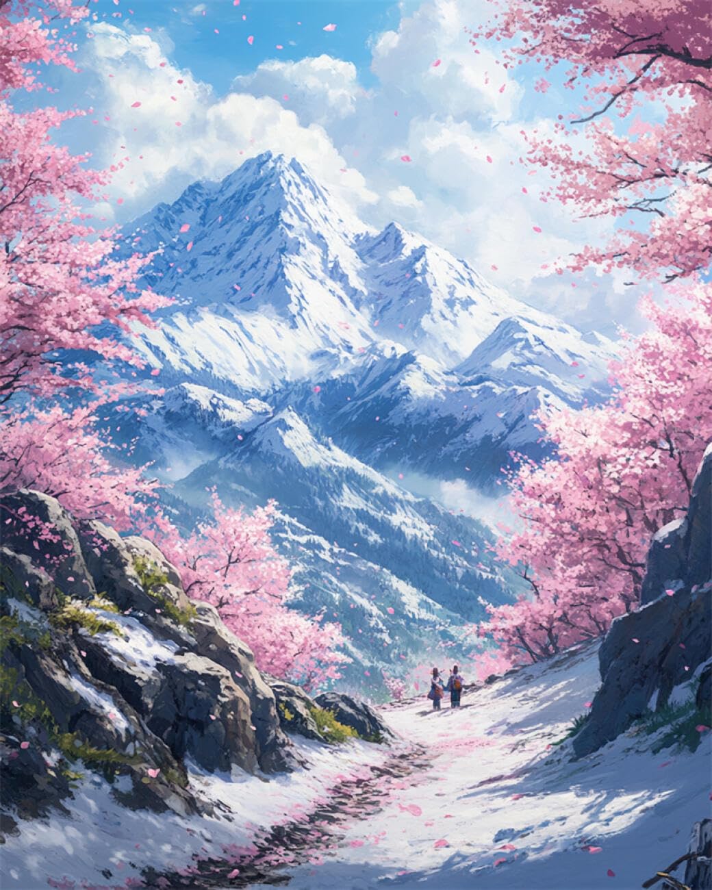 RKFLGEW DIY Embroidery Beads Set Anime Snow Mountain 40x50cm