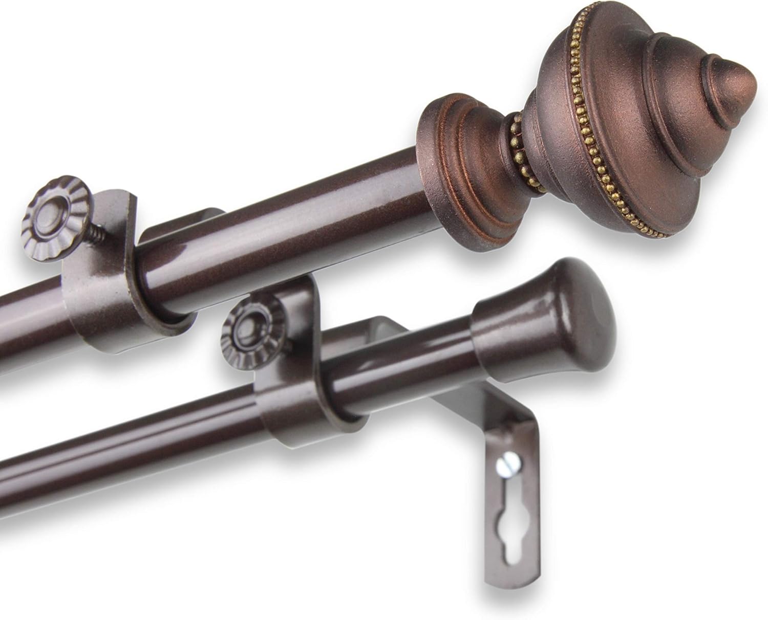 Manor Adjustable Double Curtain Rod Cocoa 84 to 120 inch Brown Finish