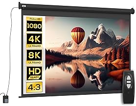 HOMCOM Projection Screen 84" 171 x 130cm 4:3 HD 4K Electric Projection Screen with Remote Control Motor Screen for Home Theater or Presentation Black