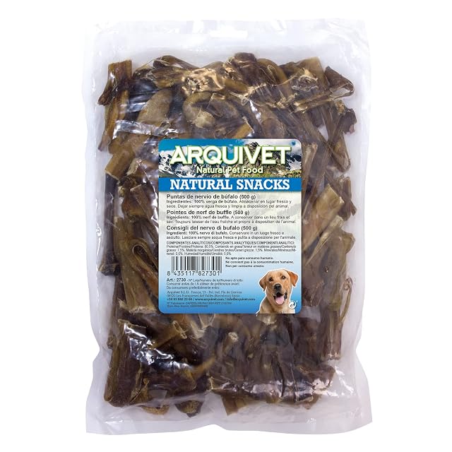 Arquivet Puntas de nervio de búfalo- Snacks Naturales para Perro - Golosinas para Perro