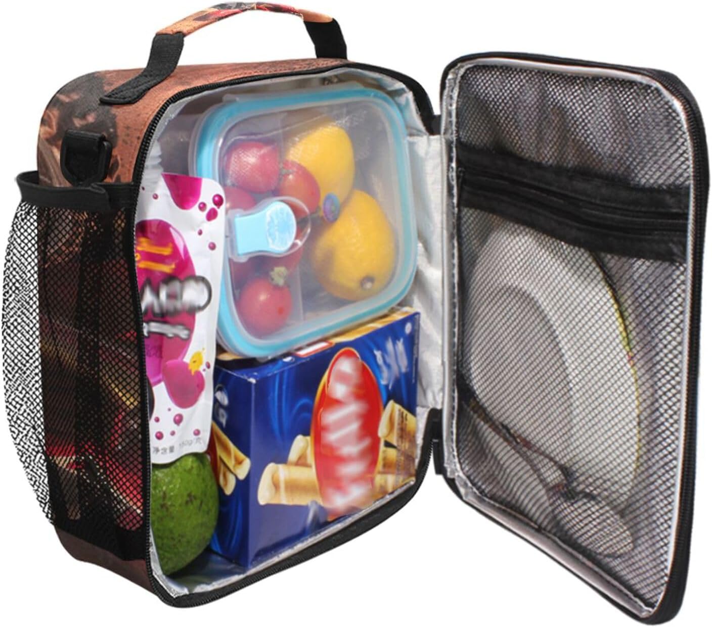 Racing Dirtbike Motorcycle Lunch Box for Girls Boys Insulated Lunch Bag with Adjustable Shoulder Strap Kids Children Thermal Lunchbox Tote Bags Cooler School Office Picnic