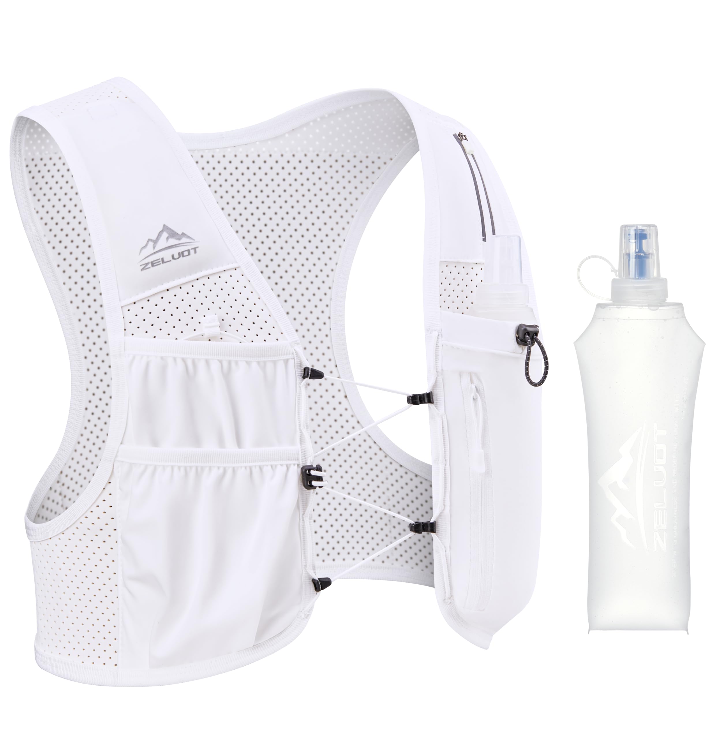 Zelvot Running Vest for Women Men, US Patent, Adjustable Chest Straps Running Hydration Vest with 500ml Soft Flask, Lightweight Reflective Hydration Backpack for Marathon