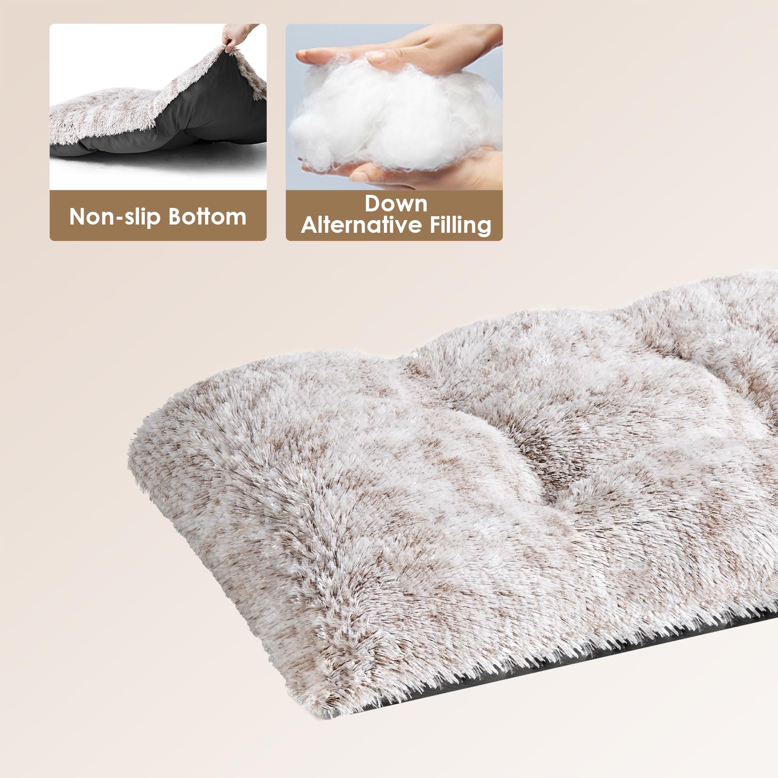 EHEYCIGA Fluffy Dog Crate Bed Medium, Calming Anti Anxiety Pet Bed Washable, Dog Mat Mattress for Crate with Anti-Slip Bottom - Image 2