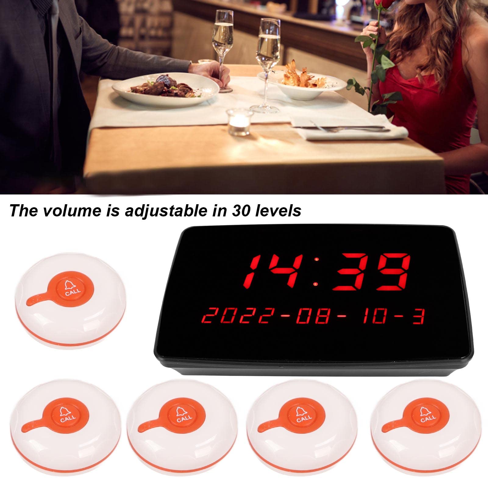 di Chiamata Wireless, Cercapersone Paziente con 20 Pulsanti di Chiamata Impermeabili e Ricevitore Display 1PC per Ristorante, Clinica, Casa di Cura, Fabbriche di Badanti(Spina UE)