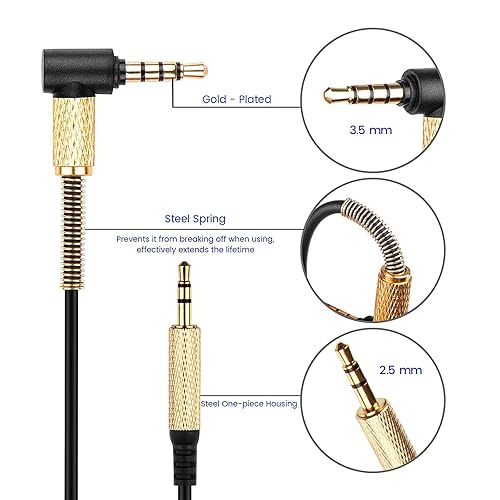 Miniatura 6 de weishan Cable auxiliar con micrófono de repuesto para Bose 700, QC35, QC35 ii, QC25, OE2 Cable de auriculares en espiral con controlador de audio de