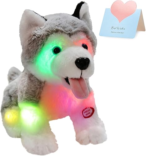 Athoinsu Juguete de peluche iluminado para perros husky suave y brillante con luces LED mágicas de noche para cumpleaños para niños pequeños 8 Athoinsu Juguete de peluche iluminado para perros husky suave y brillante con luces LED mágicas de noche para cumpleaños para niños pequeños 8