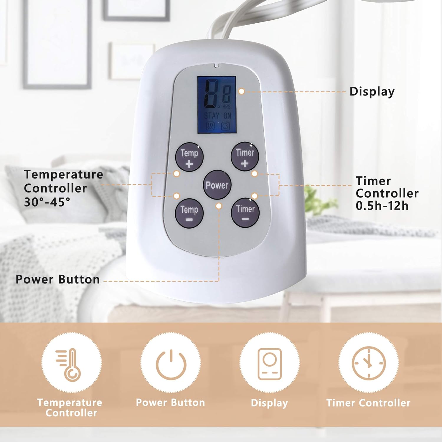 Get Discount Offer Sunvivi Electric Blanket Heated, Queen Size Blanket with Dual Controllers, 10 Heat Settings, 10 Hours Auto Off, Machine Washable, Beige