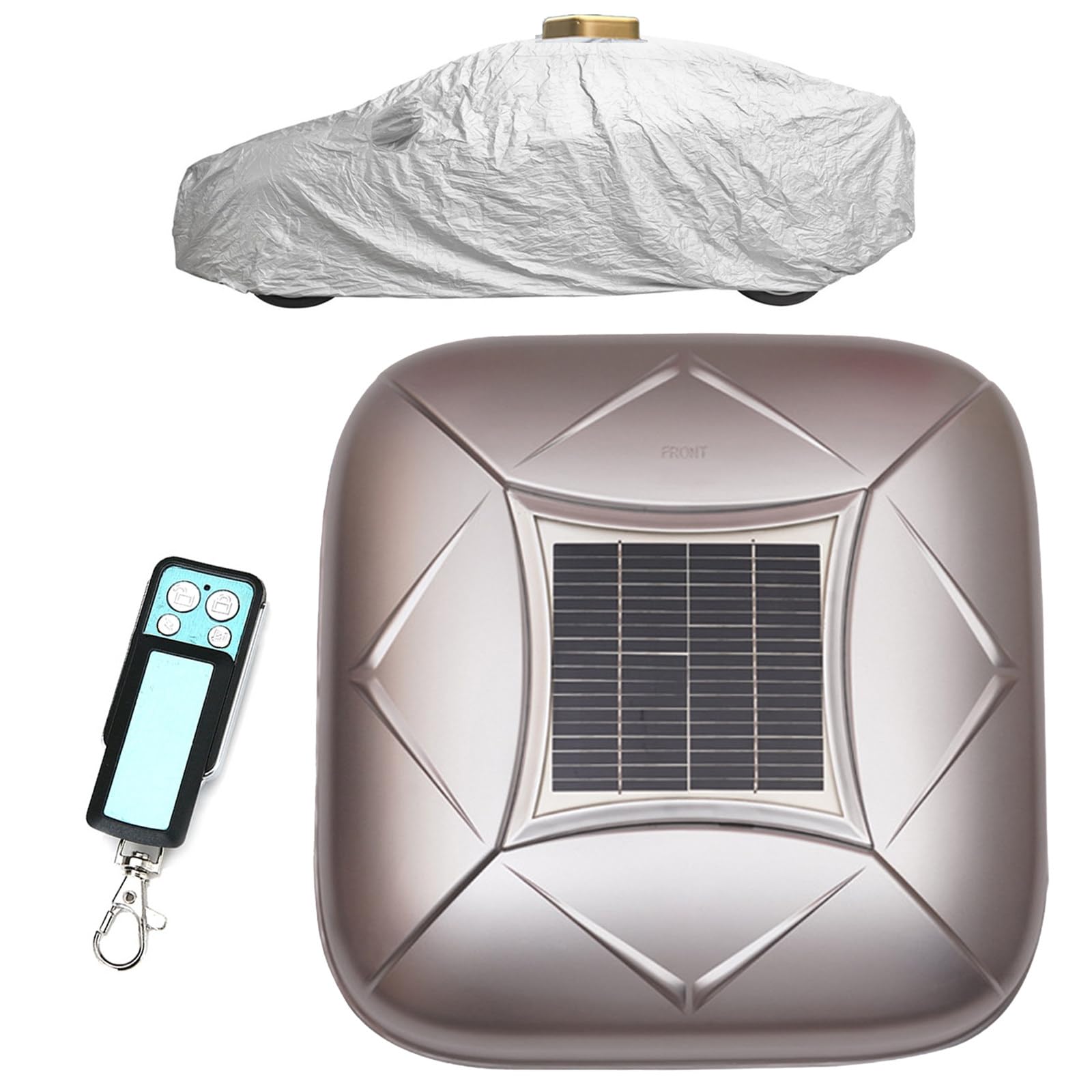Wangyingxu Solar Charging Smart Car Cover, Remote Control Automatic Full Exterior Covers, Quick 10s Open, Anti-Theft Alarm, Waterproof and Sunproof for Sedan SUV MPV Silver-YXXL