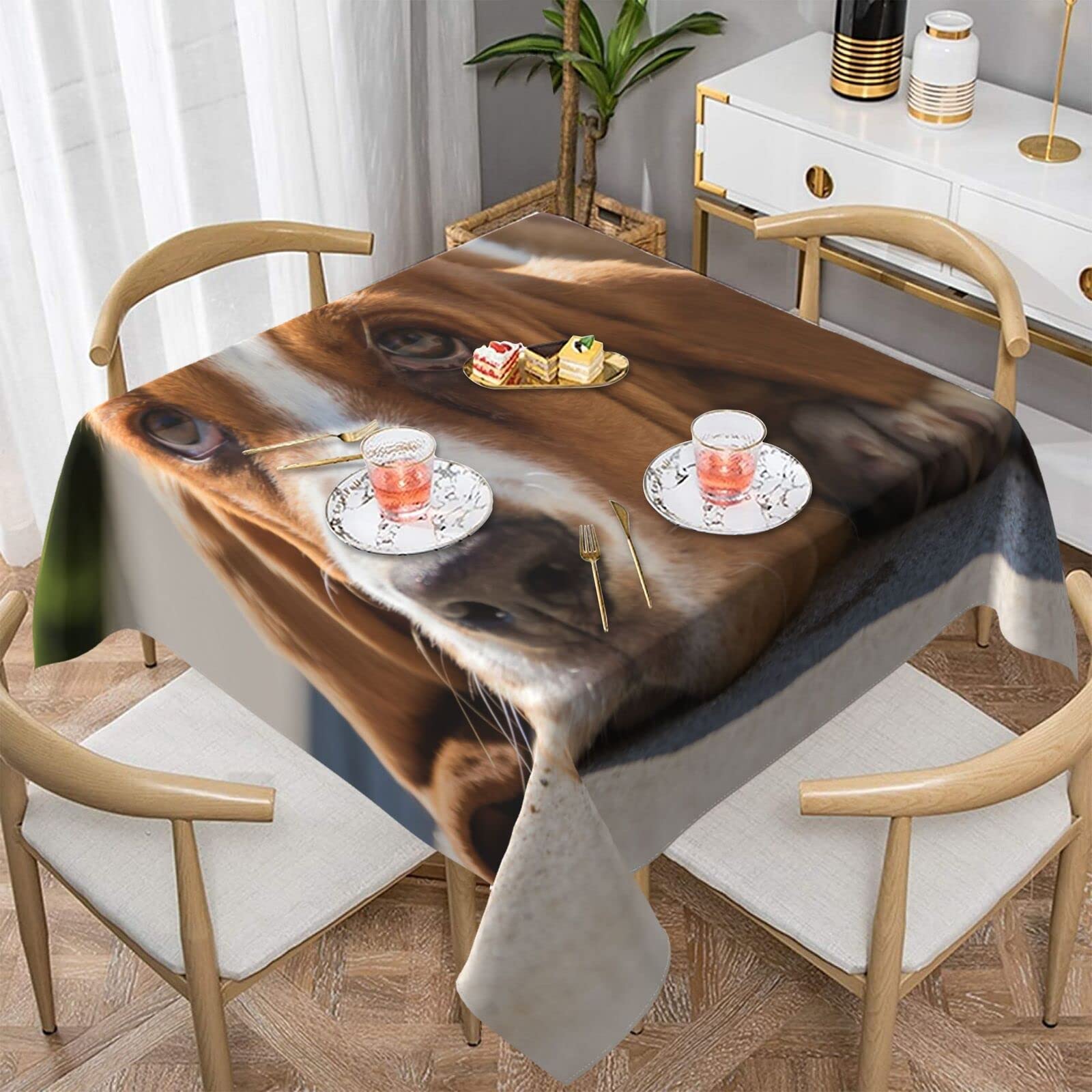 Nappe carrée Basset Hound décorative tendance pour table de cuisine