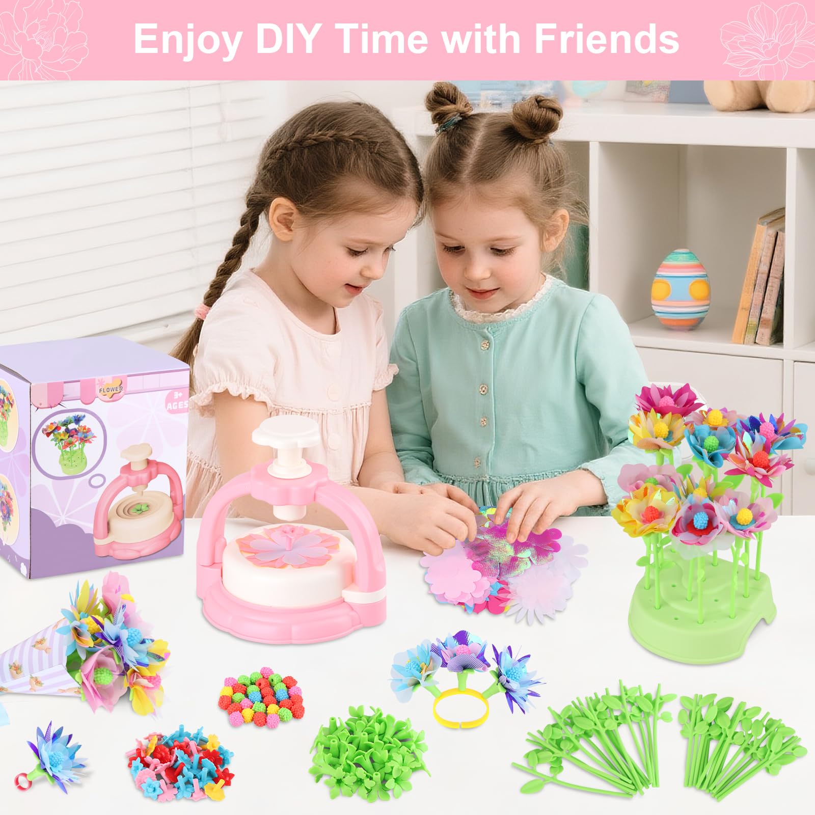 Kit de Recharge pour Jouet Fleurs Enfant, 80 Pétales, 24 Tiges, Centres, Sépales
