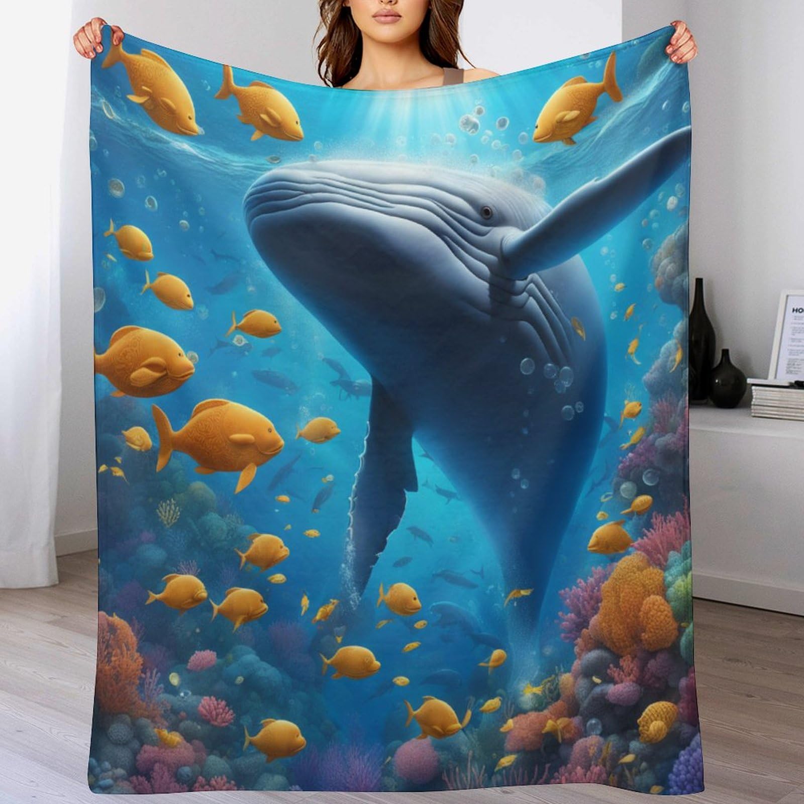 Couverture baleine en flannel plaid polaire super doux 100x130