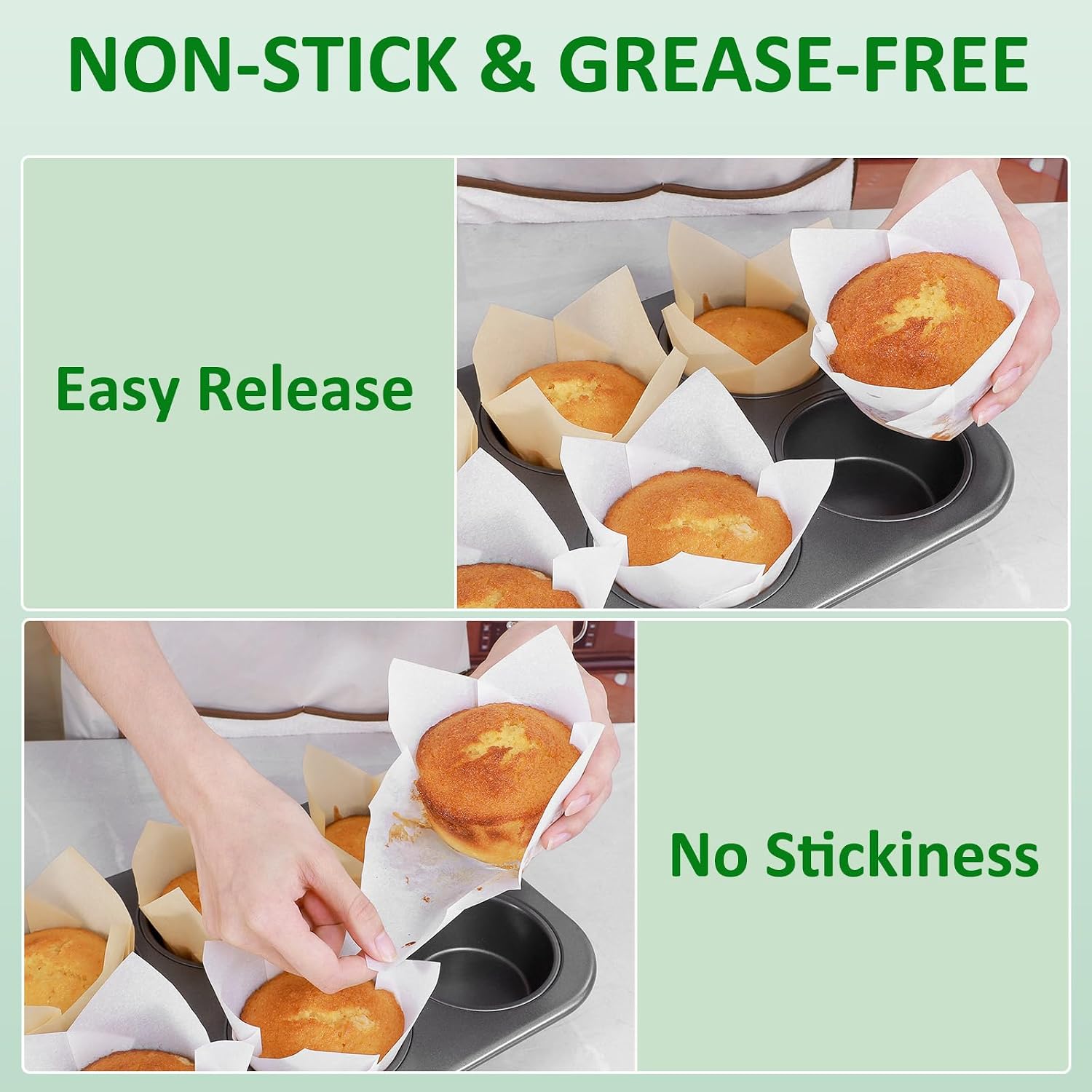 Caperci 120pcs Natural Jumbo Tulip Cupcake Liners Parchment Muffin Liners