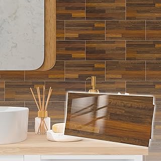 Abyssaly Stick on Tiles for Kitchen, Dark Bro...,