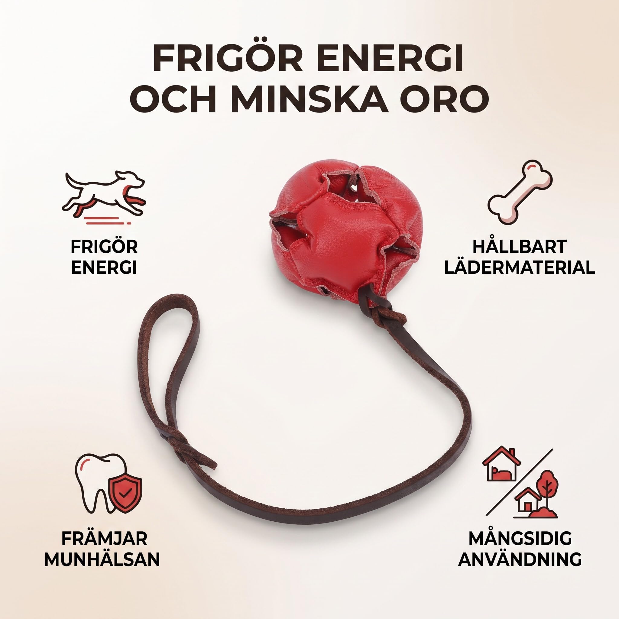 Qcwwy Pelota de Entrenamiento para Perros, Pelota de Ejercicio y Recompensa para Perros Fuerte y Resistente Que Resiste Mordeduras y Desgarros Pelotas de Cuero para Perros Uso en (Rojo)