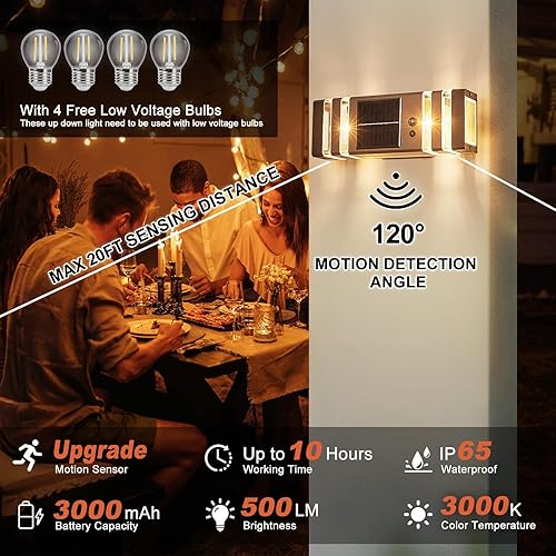 Miniatura 3 de Luces solares de pared de bronce aceitado para exteriores con sensor de movimiento de 3 modos de iluminación exterior para porche de 3000 K, 500